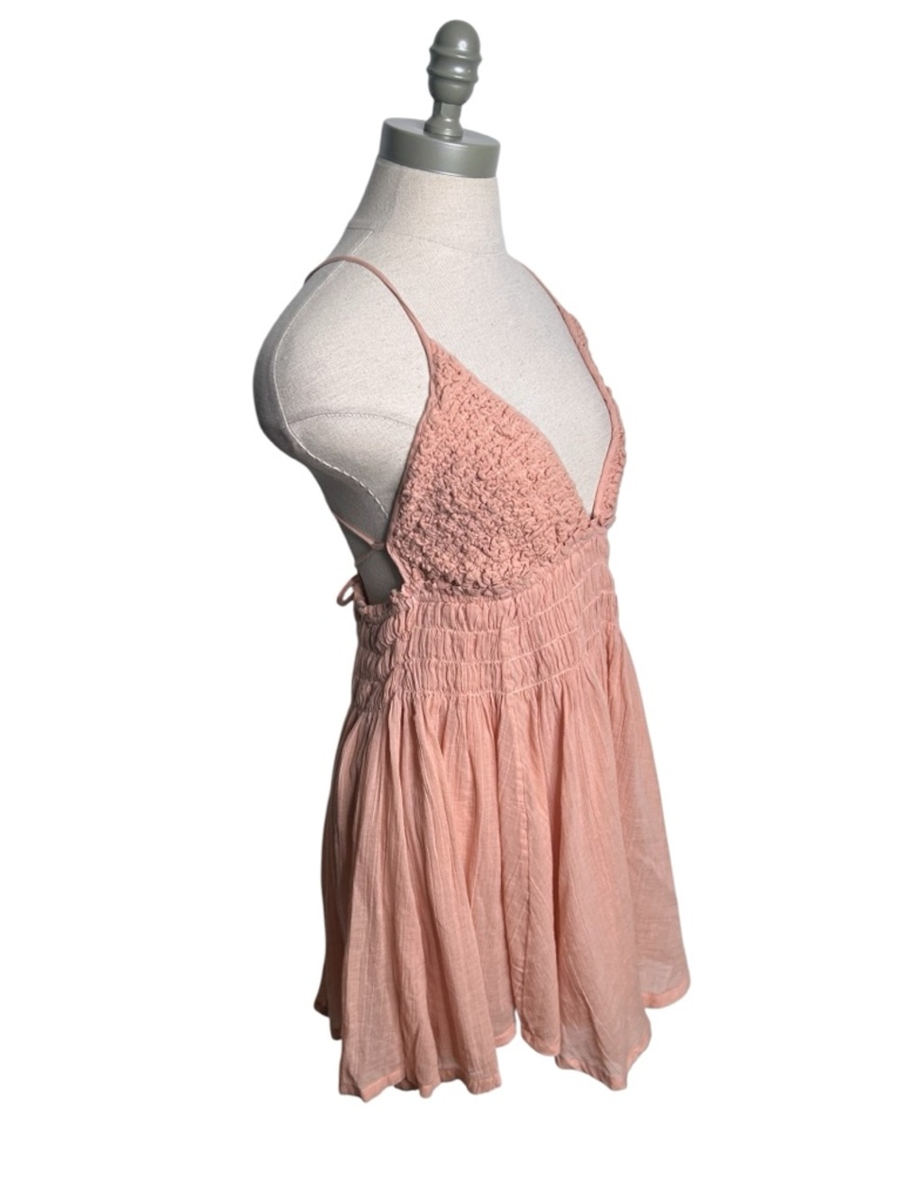 Free People Forever Favorite Cotton Mini Dress in Size Medium Beaded Tassel - Picture 3 of 7
